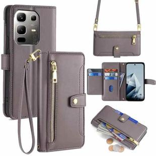 For Infinix Note 50x 5G Sheep Texture Cross-body Zipper Wallet Leather Phone Case(Grey)