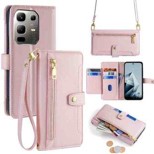 For Infinix Note 50x 5G Sheep Texture Cross-body Zipper Wallet Leather Phone Case(Pink)