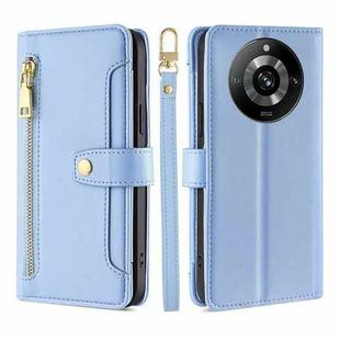 For Realme 11 Pro / 11 Pro+ 5G Sheep Texture Cross-body Zipper Wallet Leather Phone Case(Blue)