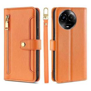 For Realme 11 5G Global / 11x 5G Sheep Texture Cross-body Zipper Wallet Leather Phone Case(Orange)