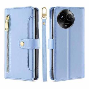 For Realme 11 5G Global / 11x 5G Sheep Texture Cross-body Zipper Wallet Leather Phone Case(Blue)