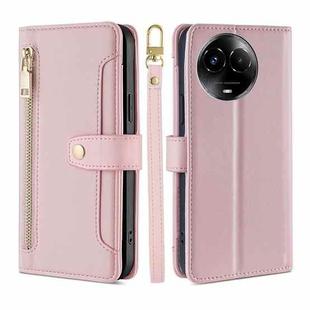 For Realme 11 5G Global / 11x 5G Sheep Texture Cross-body Zipper Wallet Leather Phone Case(Pink)