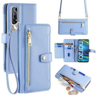 For Realme 7 / Narzo 20 Pro Sheep Texture Cross-body Zipper Wallet Leather Phone Case(Blue)