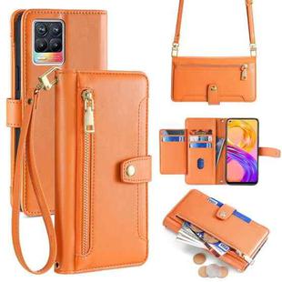 For Realme 8 / 8 Pro Sheep Texture Cross-body Zipper Wallet Leather Phone Case(Orange)