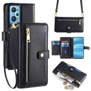 For Realme GT Neo 2 5G Sheep Texture Cross-body Zipper Wallet Leather Phone Case(Black)