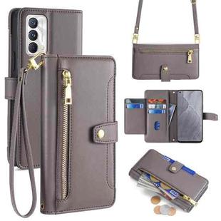 For Realme GT Master Sheep Texture Cross-body Zipper Wallet Leather Phone Case(Grey)