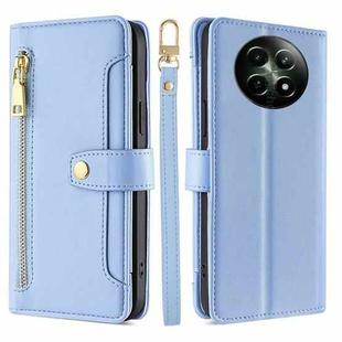 For Realme 12 5G Sheep Texture Cross-body Zipper Wallet Leather Phone Case(Blue)