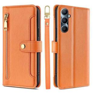 For Realme C65 4G Sheep Texture Cross-body Zipper Wallet Leather Phone Case(Orange)