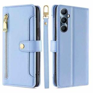 For Realme C65 4G Sheep Texture Cross-body Zipper Wallet Leather Phone Case(Blue)
