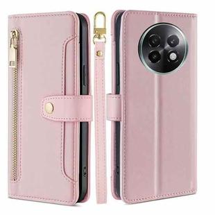 For Realme 13 Pro 5G Sheep Texture Cross-body Zipper Wallet Leather Phone Case(Pink)