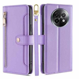 For Realme 13 Pro 5G Sheep Texture Cross-body Zipper Wallet Leather Phone Case(Purple)