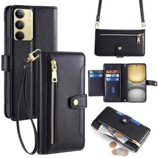 For Realme C75 4G / 14x 5G Global Sheep Texture Cross-body Zipper Wallet Leather Phone Case(Black)