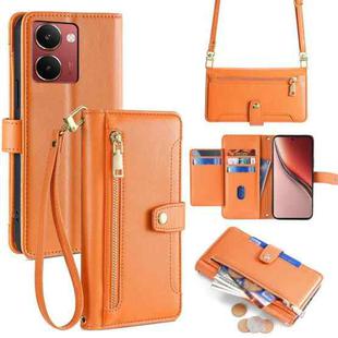 For Realme P3 Ultra 5G Sheep Texture Cross-body Zipper Wallet Leather Phone Case(Orange)