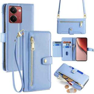 For Realme P3 Ultra 5G Sheep Texture Cross-body Zipper Wallet Leather Phone Case(Blue)