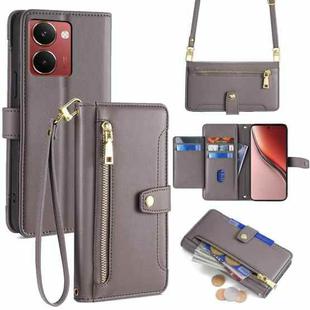 For Realme P3 Ultra 5G Sheep Texture Cross-body Zipper Wallet Leather Phone Case(Grey)