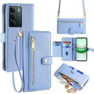 For Realme C71 4G Sheep Texture Cross-body Zipper Wallet Leather Phone Case(Blue)