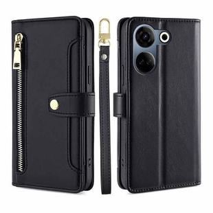 For Tecno Camon 20 Pro 4G Lite Sheep Texture Cross-body Zipper Wallet Leather Phone Case(Black)