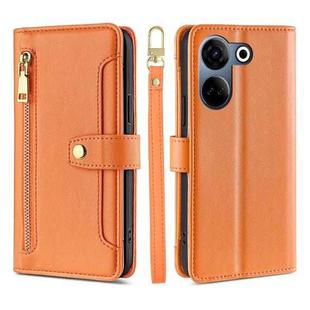 For Tecno Camon 20 Pro 4G Lite Sheep Texture Cross-body Zipper Wallet Leather Phone Case(Orange)