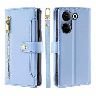 For Tecno Camon 20 Pro 4G Lite Sheep Texture Cross-body Zipper Wallet Leather Phone Case(Blue)
