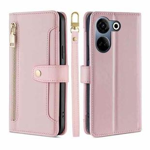 For Tecno Camon 20 Pro 4G Lite Sheep Texture Cross-body Zipper Wallet Leather Phone Case(Pink)