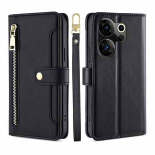 For Tecno Camon 20 Premier 5G Lite Sheep Texture Cross-body Zipper Wallet Leather Phone Case(Black)