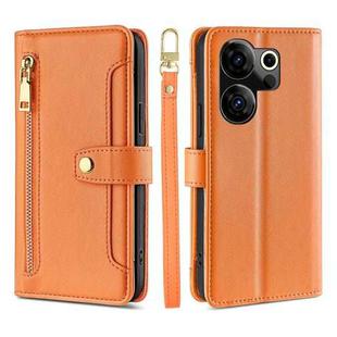 For Tecno Camon 20 Premier 5G Lite Sheep Texture Cross-body Zipper Wallet Leather Phone Case(Orange)