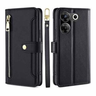 For Tecno Camon 20 Pro 5G Lite Sheep Texture Cross-body Zipper Wallet Leather Phone Case(Black)