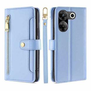 For Tecno Camon 20 Pro 5G Lite Sheep Texture Cross-body Zipper Wallet Leather Phone Case(Blue)