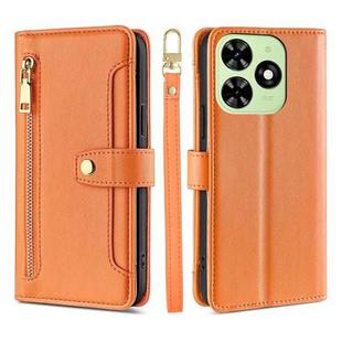 For Tecno Spark Go 2024 Lite Sheep Texture Cross-body Zipper Wallet Leather Phone Case(Orange)