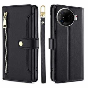 For Tecno Camon 30 Pro 5G Sheep Texture Cross-body Zipper Wallet Leather Phone Case(Black)