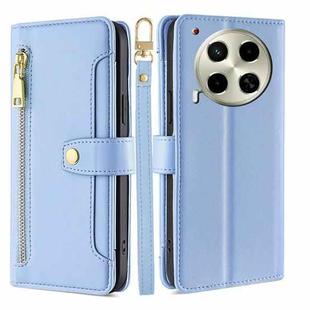 For Tecno Camon 30 Sheep Texture Cross-body Zipper Wallet Leather Phone Case(Blue)