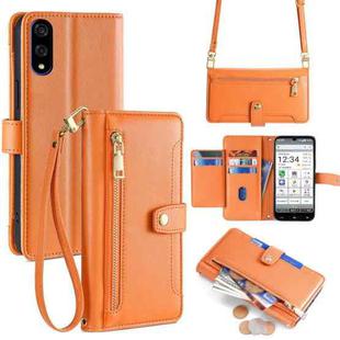 For Sharp Basio Active3 Sheep Texture Cross-body Zipper Wallet Leather Phone Case(Orange)