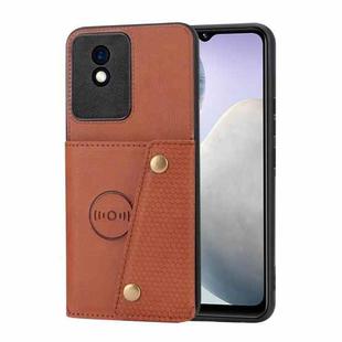 For vivo Y02 4G / Y11 2023 Double Buckle Card Slots Magnetic Phone Case(Brown)