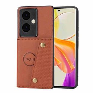 For vivo Y78+ Double Buckle Card Slots Magnetic Phone Case(Brown)