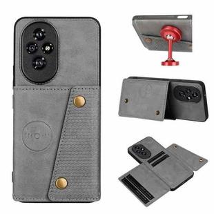 For Honor 200 Double Buckle Card Slots Magnetic Phone Case(Grey)