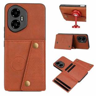 For Honor 300 Double Buckle Card Slots Magnetic Phone Case(Brown)