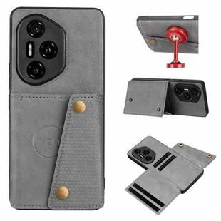 For Honor 300 Pro Double Buckle Card Slots Magnetic Phone Case(Grey)