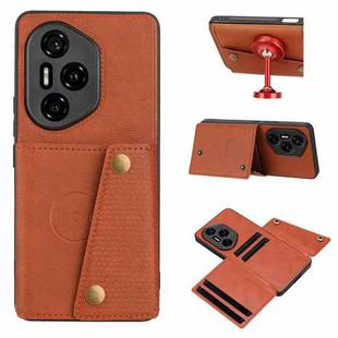 For Honor 300 Pro Double Buckle Card Slots Magnetic Phone Case(Brown)