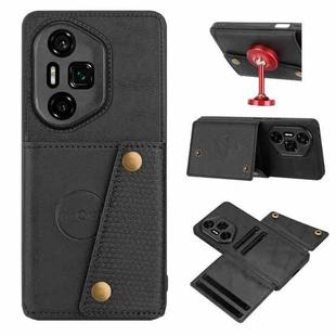 For Honor 300 Ultra Double Buckle Card Slots Magnetic Phone Case(Black)