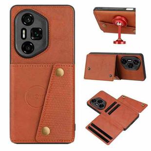 For Honor 300 Ultra Double Buckle Card Slots Magnetic Phone Case(Brown)