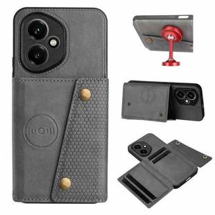For Honor 400 Global 156.5mm Double Buckle Card Slots Magnetic Phone Case(Grey)