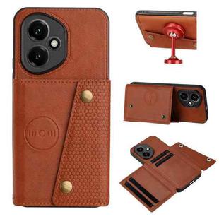 For Honor 400 Global 156.5mm Double Buckle Card Slots Magnetic Phone Case(Brown)