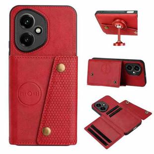 For Honor 400 Global 156.5mm Double Buckle Card Slots Magnetic Phone Case(Red)