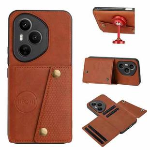 For Honor 400 Pro Global 160.8mm Double Buckle Card Slots Magnetic Phone Case(Brown)