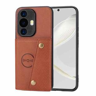 For Huawei nova 11 Pro Double Buckle Card Slots Magnetic Phone Case(Brown)