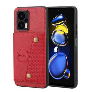 For Xiaomi Redmi Note 12 Turbo/Poco F5 Double Buckle Card Slots Magnetic Phone Case(Red)