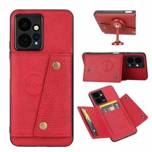 For Xiaomi Redmi Note 12 4G Global Double Buckle Card Slots Magnetic Phone Case(Red)
