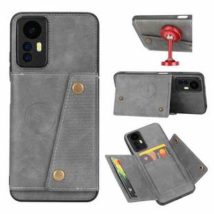 For Xiaomi Redmi Note 12S 4G Double Buckle Card Slots Magnetic Phone Case(Grey)