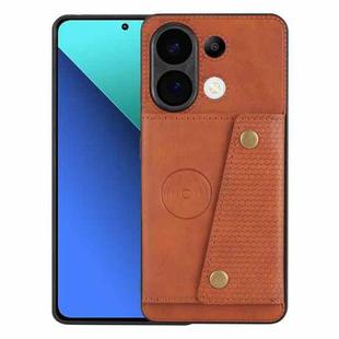 For Xiaomi Redmi Note 13 4G Global Double Buckle Card Slots Magnetic Phone Case(Brown)