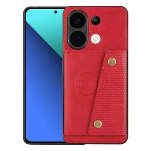 For Xiaomi Redmi Note 13 4G Global Double Buckle Card Slots Magnetic Phone Case(Red)